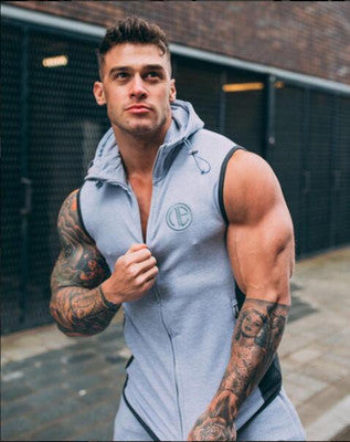 MIRA MUSCLE COTTON FITNESS TRAINING HOODIE VEST - boopdo