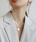 UZL DESIGN MULTIROW CHOKER NECKLACE WITH COIN PENDANT IN GOLD PLATE - boopdo