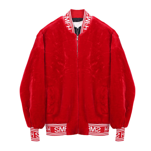 WATERMELON DESIGN LETTERS PRINT TEDDY JACKET IN RED - boopdo