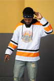 NFWYS KOAK HOCKEY V NECK SWEATSHIRT IN ORANGE WHITE - boopdo
