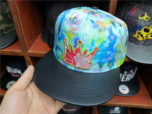 KING CROWN EMBOSSED LOGO SNAP CAPS IN MULTI COLOR - boopdo