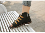 PROVA PERFETTO HUFFO ROMAN OPEN TOE FLAT SOLE LEATHER SANDALS - boopdo