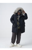 SWAGGER SHOTE MID LENGTH FAUX FUR COLLAR HOODED JACKET - boopdo