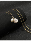 UZL DESIGN STERLING SILVER EXCLUSIVE NECKLACE IN GOLD WITH DOUBLE PEARL - boopdo