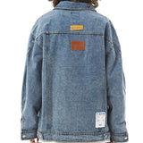 BRUGI BROOKLYN SPORT DIVISION DENIM JEAN JACKET IN NAVY - boopdo