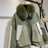 8GIRLS FAUX FUR COLLAR PADDED JACKET IN GREEN - boopdo