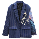 FUZZI KUNNO BASIC COLLECTION BEADED STRIPED WOMEN JACKET - boopdo