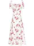 SINCE THEN BUTTON FRONT MIDI TEA DRESS IN RED FLORAL - boopdo