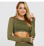 IRON MONSTER YOGA GIRL LONG SLEEVED KNITTED FITNESS CROP TOP - boopdo