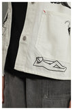 TYAKASHI ALL OVER PRINT DENIM JACKET IN WHITE - boopdo