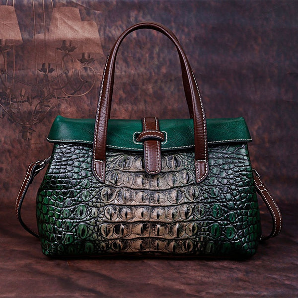 CAPRINOLA EMBOSSED CROCODILE LEATHER HANDBAGS - boopdo