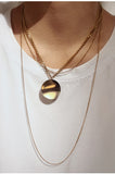 UZL DESIGN MULTIROW NECKLACE WITH COIN PENDANT IN GOLD PLATE - boopdo