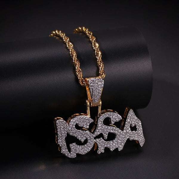 ISSA BROOZIE ELECTROPLATED ZIRCON NECKLACE IN GOLD - boopdo