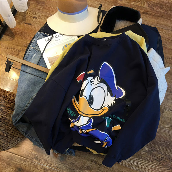 SIMDA RELAXED FIT DONALD DUCK PRINT SWEATSHIRT - boopdo