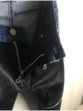BLM DENIM FABRIC PATCH WASHED DENIM JEANS IN BLUE BLACK - boopdo