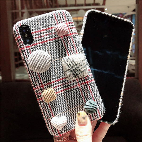 PLAID SUEDE APPLE MATTE FLANNEL IPHONE CASES - boopdo