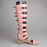 PROVA PERFETTO HUFFO STYLE OPEN TOE KNEE HIGH GLADIATOR SANDALS - boopdo