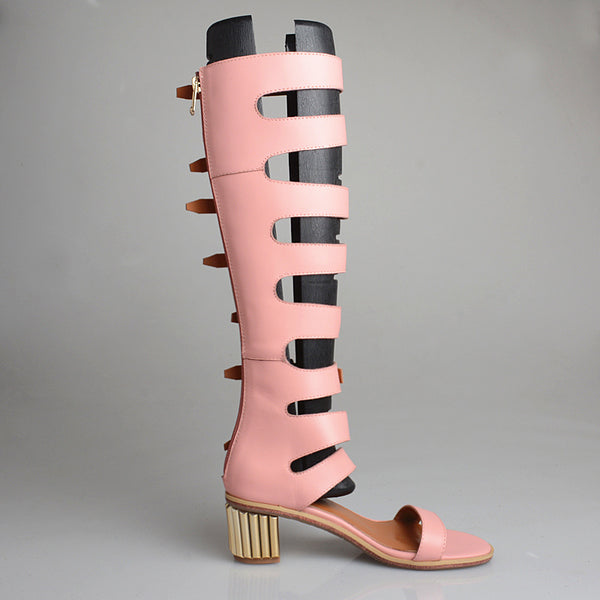 PROVA PERFETTO HUFFO STYLE OPEN TOE KNEE HIGH GLADIATOR SANDALS - boopdo