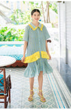8GIRLS DESIGN CRINKLE SMOCK DRESS WITH FRILL COLLAR IN YELLOW SPOT - boopdo