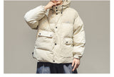 IVORY SWAGGER WOSHIHEC MULTI POCKET STREET CLOTHING HOODED JACKET - boopdo