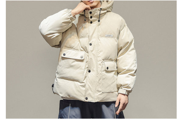 IVORY SWAGGER WOSHIHEC MULTI POCKET STREET CLOTHING HOODED JACKET - boopdo