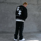 URBANO CITTO EVERYTHING HAS TWO FACE PRINT BASEBALL BOMBER JACKET - boopdo