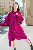 8GIRLS FRILL DETAIL SLEEVE SHIRT DRESS IN PURPLE - boopdo