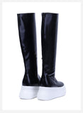 FOXY CHIC MAXSO CHARM CHUNKY PLATFORM LEATHER KNEE HIGH BOOTS - boopdo