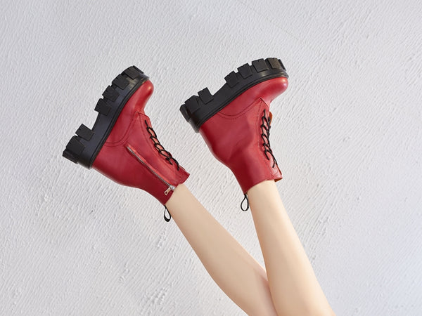 THE BEASTER MARTIN KING CHUNKY PLATFORM LEATHER BOOTIES - boopdo