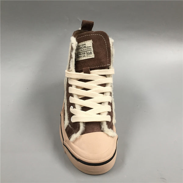 BOOPDO DESIGN HIGH TOP TRAINERS WITH FAUX FUR LINE DESIGN - boopdo