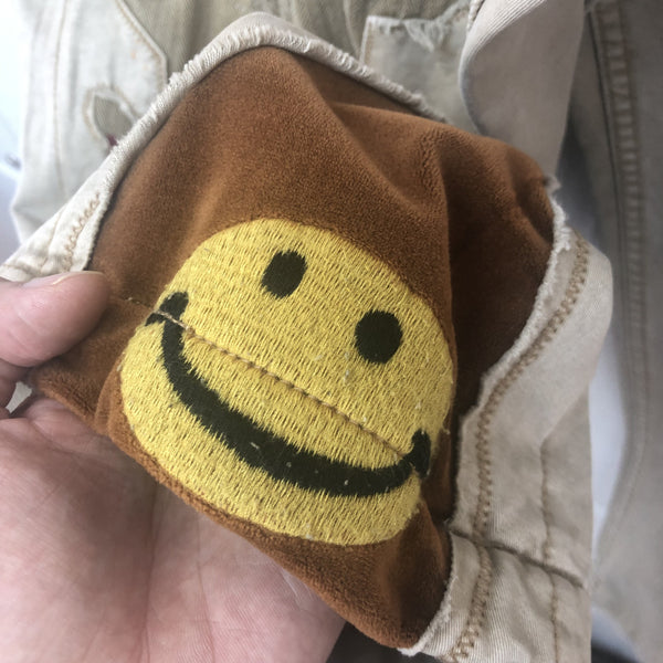 KAPITAL HIRATA KAZUHIRO JAPANESE DESIGN SMILEY FACE PATCH CASUAL PANTS - boopdo