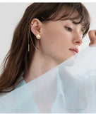 UZL DESIGN EAR CUFF AND CHAIN LINK DETAIL EARRINGS IN GOLD PLATED - boopdo