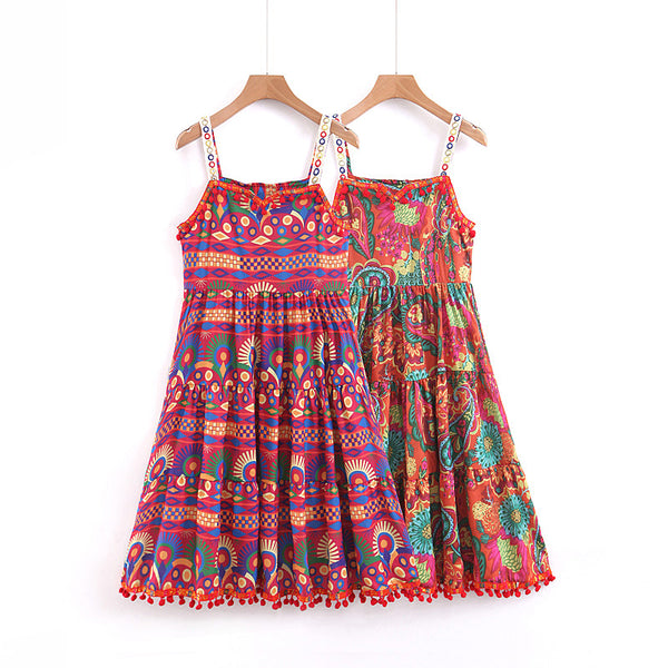 BOHEMIAN ZULUCA SUMMER DRESS WITH STRAPS IN MULTI COLOR - boopdo