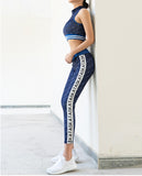 VSEMLEIN DESIGN ZIP FRONT CROP TOP AND LEGGINGS WITH LETTER TAPING - boopdo