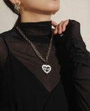 UZL DESIGN CHUNKY MIXED NECKCHAIN WITH HEART PENDANT IN GOLD PLATED - boopdo