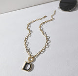 UZL DESIGN GOLD PLATED CHAIN LINK NECKLACE WITH LETTR D - boopdo