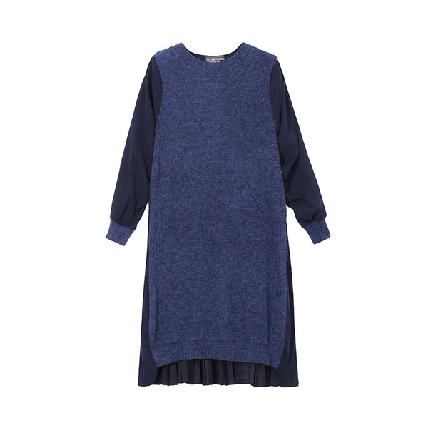 STELLA MARINA COLLEZIONE CREW NECK MID LENGTH KNITTED SWEATER DRESS - boopdo