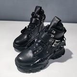 ZEBRANO COZZO CHUNKY SOLE HIGH TOP LEATHER SHOES IN BLACK - boopdo