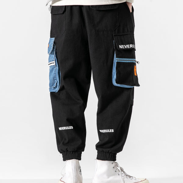 JEJOLI REZO DENIM JEAN POCKET JOGGER PANTS IN BLACK - boopdo