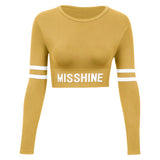 BOOPDO LOLI DESIGN MISSHINE PRINT LONG SLEEVE CROP TOP - boopdo
