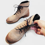 WAZALO BRITISH MARTINA FROSTED LEATHER ANKLE BOOTS - boopdo