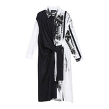 STELLA MARINA COLLEZIONE RETRO DESIGN MID LENGHT BLACK AND WHITE DRESS - boopdo