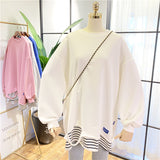 SIMDA DOUBLE LAYER SWEATSHIRT WITH STRIPE HEM - boopdo