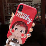 JAPANESE CARTOON MILKY APPLE IPHONE RED PROTECTIVE CASE - boopdo