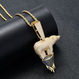 POLAR BEAR ENVIRONMENTAL THEME GLACIER CUBIC ZIRCONIA STONE NECKLACE - boopdo
