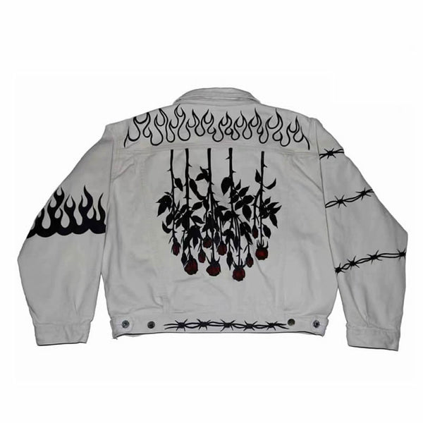 OBITUAR TOKYO ROB ZOMBIE FLAME DENIM JEAN JACKET - boopdo