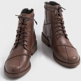 JERSY MARAKITO COOL PUNK FLAT LEATHER ANKLE BOOTS - boopdo