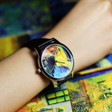 GOGH OIL PAINTING WORLD GLOBE VINTAGE DESIGN WATCH - boopdo