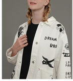 TYAKASHI ALL OVER PRINT DENIM JACKET IN WHITE - boopdo