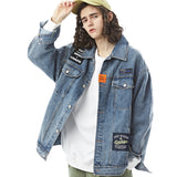 BRUGI BROOKLYN SPORT DIVISION DENIM JEAN JACKET IN NAVY - boopdo